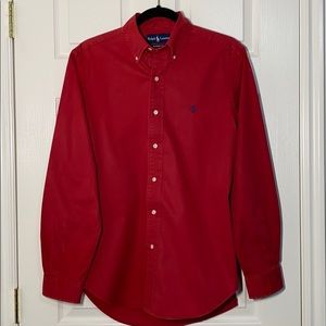 COPY - Men’s small red button up Oxford shirt.